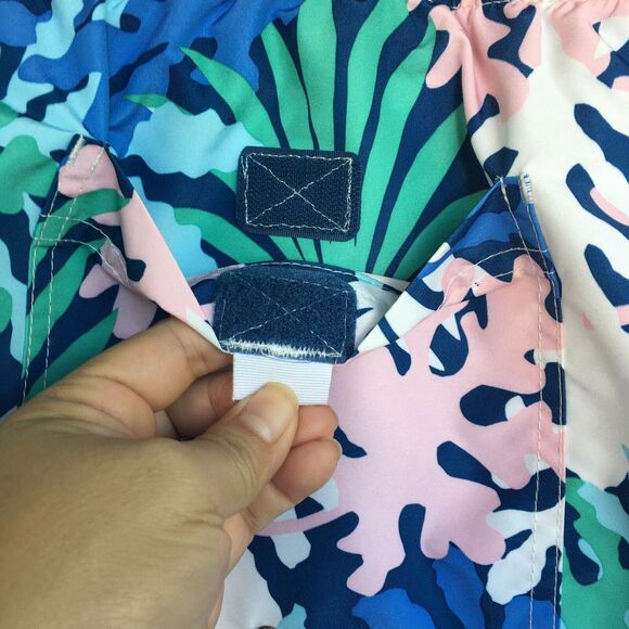 Lands' End Men Swim Trunks Shorts XXL Leaf Print Pockets Tropical Beach Resort - Picture 5 of 11